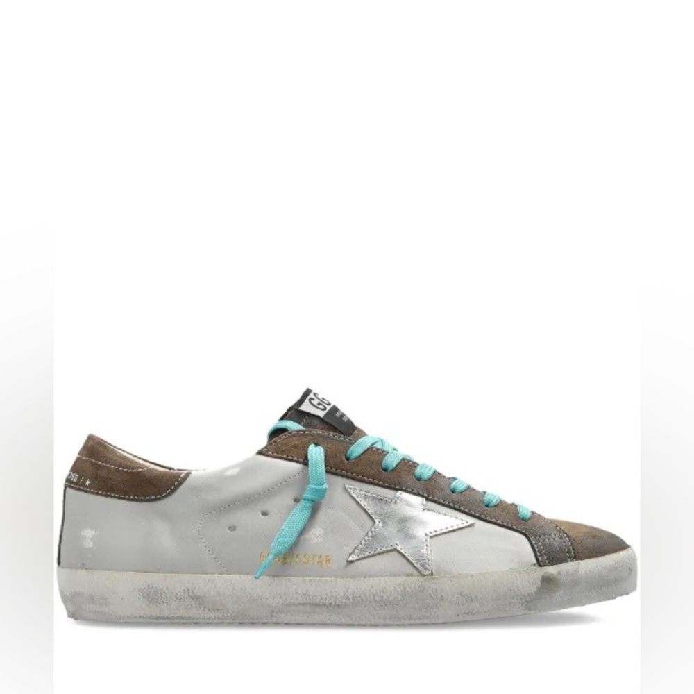 Golden Goose Men’s Superstar Gray Leather/Green/Silver sz 42 New in Box - Picture 2 of 12